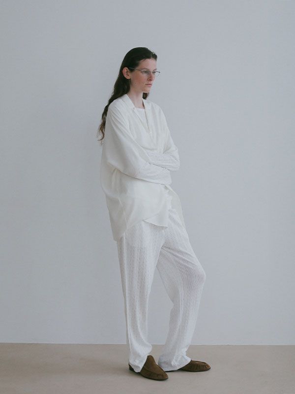 オープンネックハーフスリーブシャツ (WHITE)