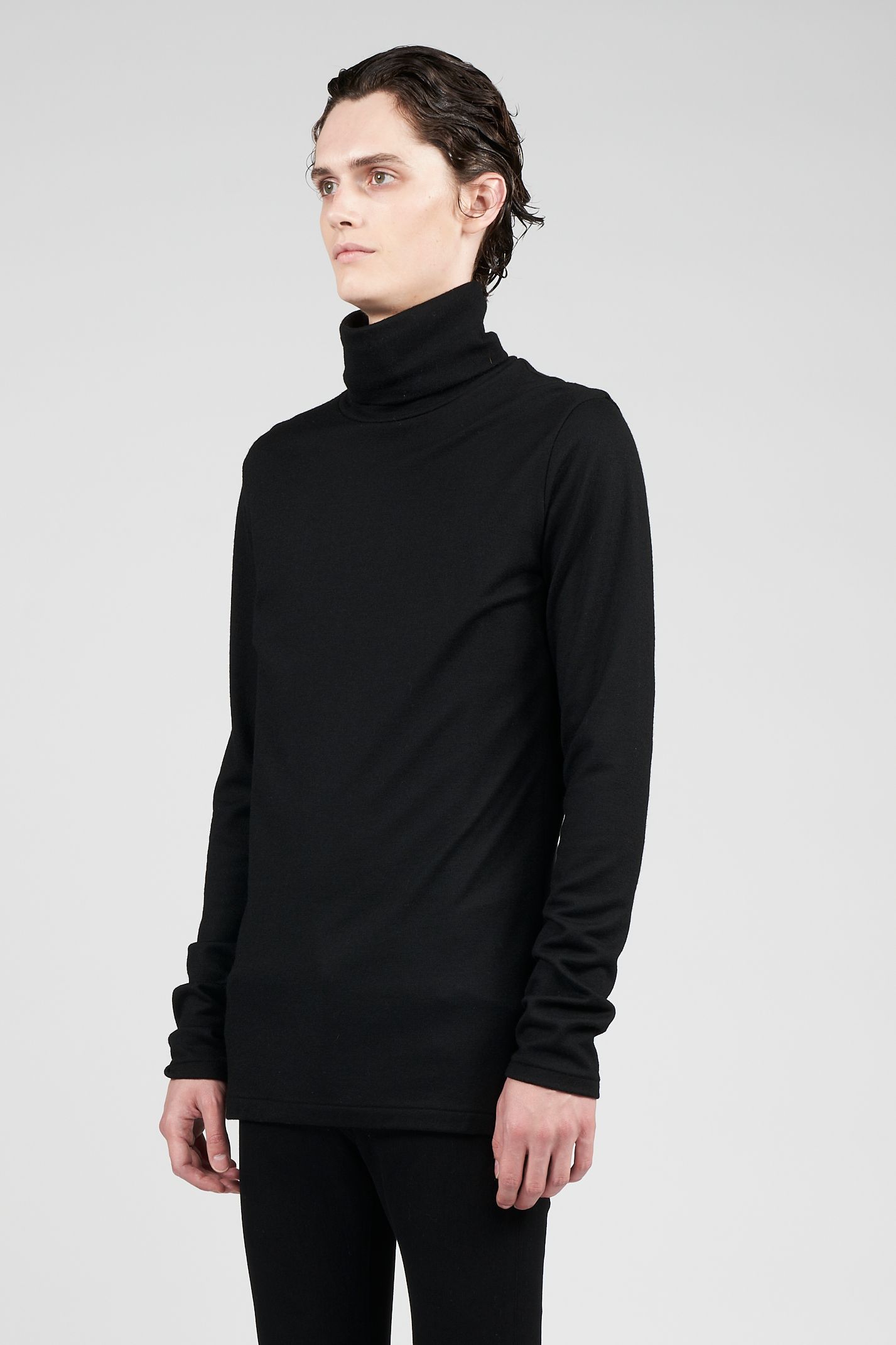 ウォッシャブル ウール タートルネック カットソー  - Washable Wool Turtle Neck BLACK