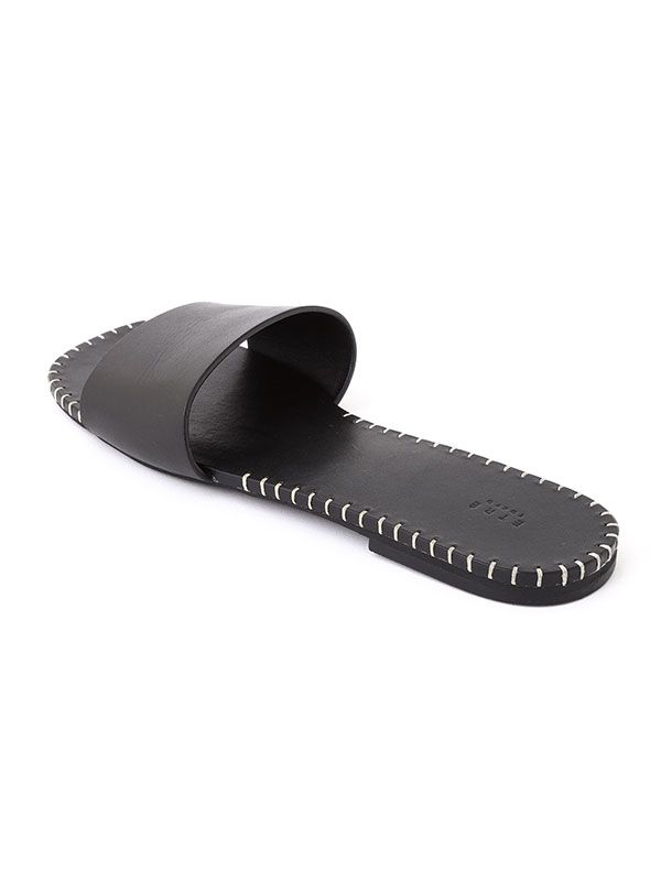 ハンドステッチタンドレザーフラットサンダル（BLACK)