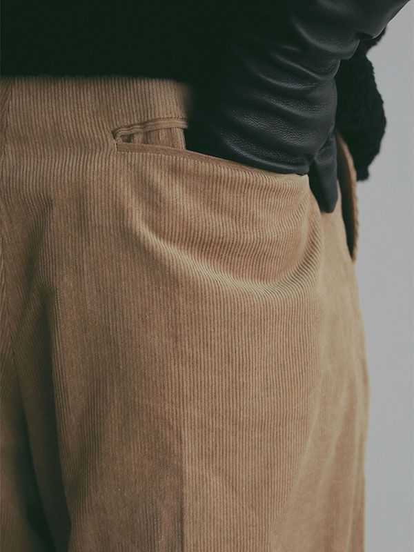 ファインウェルコーデュロイワイドパンツ -   BEIGE