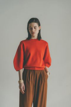 バルーンスリーブトップス - BALLOON SLEEVE KNIT TOPS - ORANGE