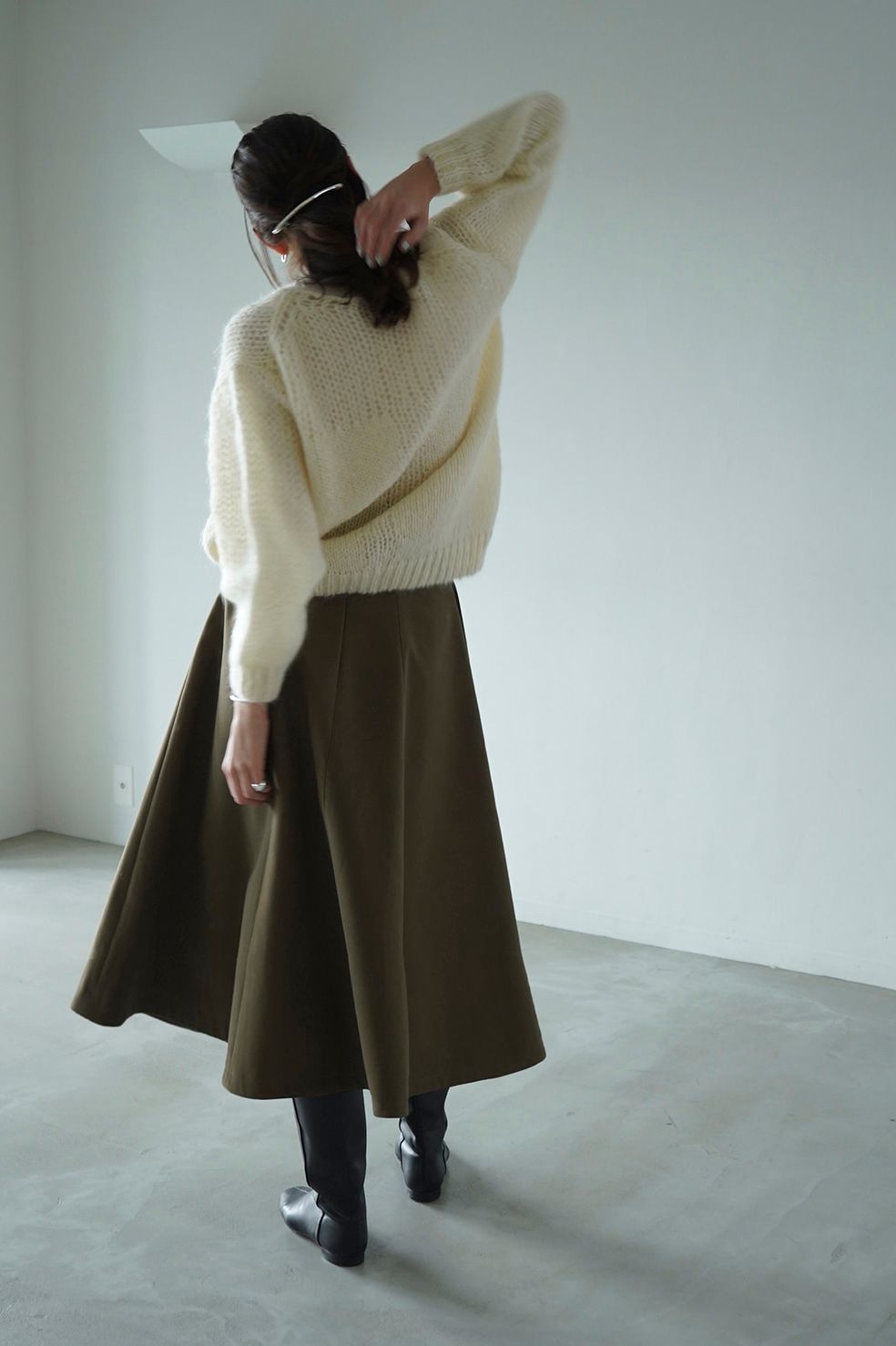ハーフシアー ルーズ モヘア ニット トップス -  HALF SHEER LOOSE MOHAIR KNIT TOPS - IVORY