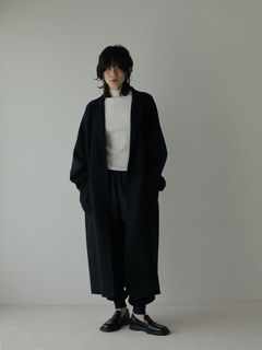 リバーストールロングコート - NAVY