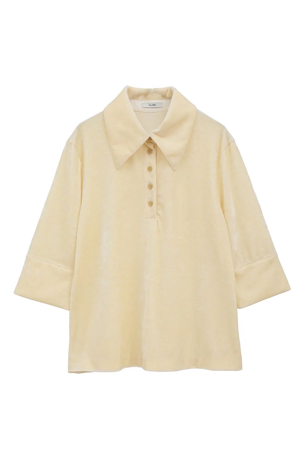 ベロア ポロトップス - CRUSHED VELOUR POLO TOPS IVORY
