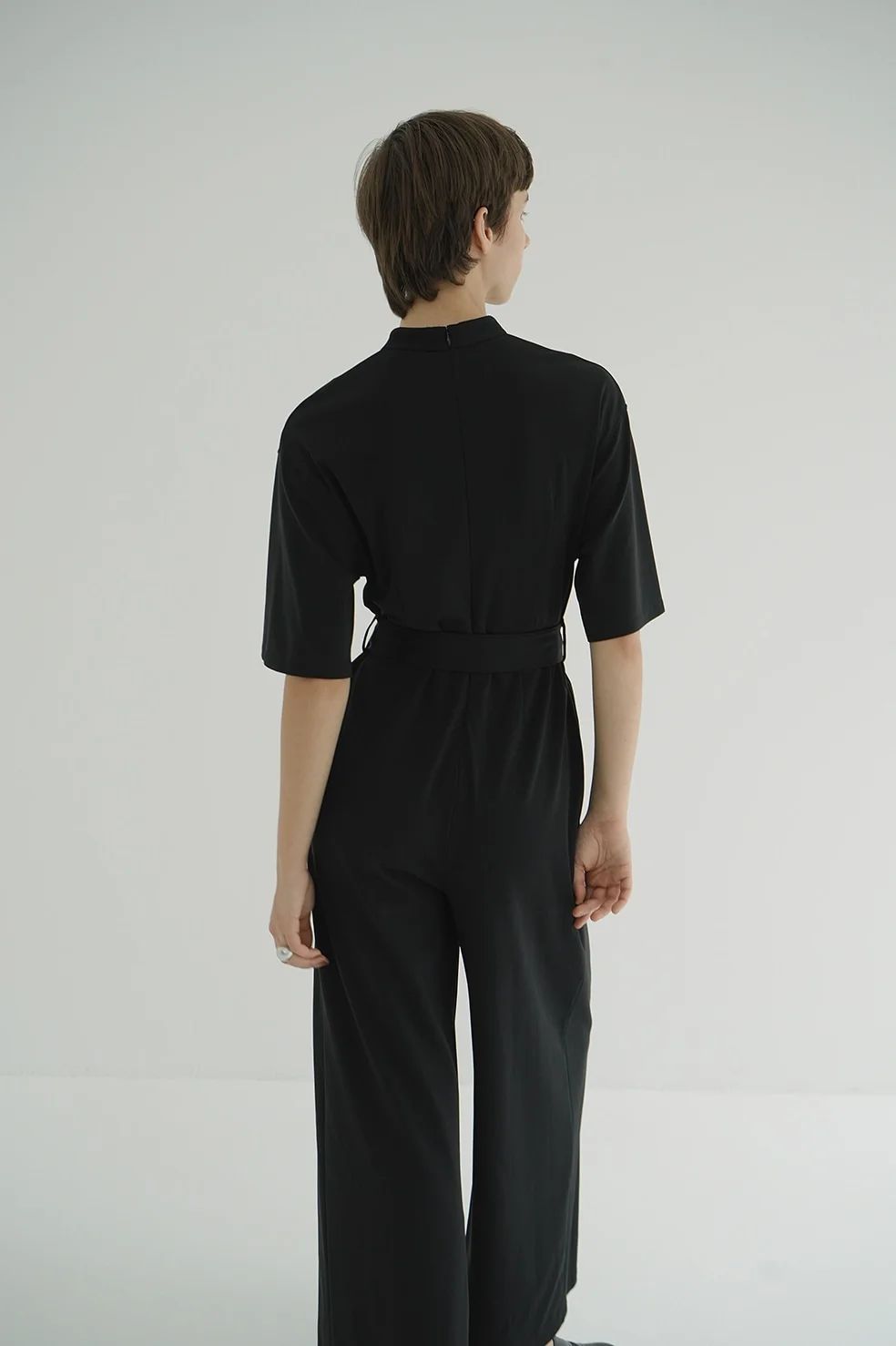 オールインワン - STAND COLLAR LOOSE ALL IN ONE - BLACK