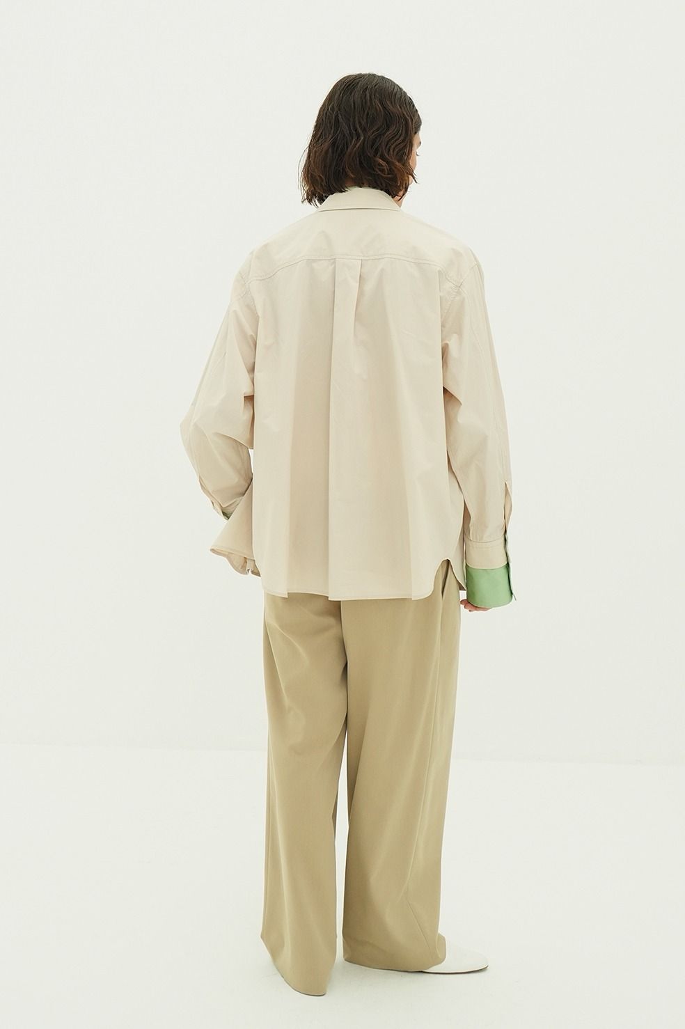 レイヤードシャツ - TWO TONE LAYERED SHIRTS (BEIGE)