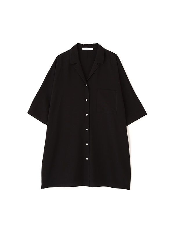 オープンネックハーフスリーブシャツ (BLACK)