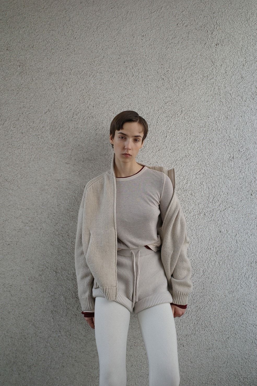 ポケット ジップ ニット｜ POCKET ZIP KNIT TOPS (BEIGE)