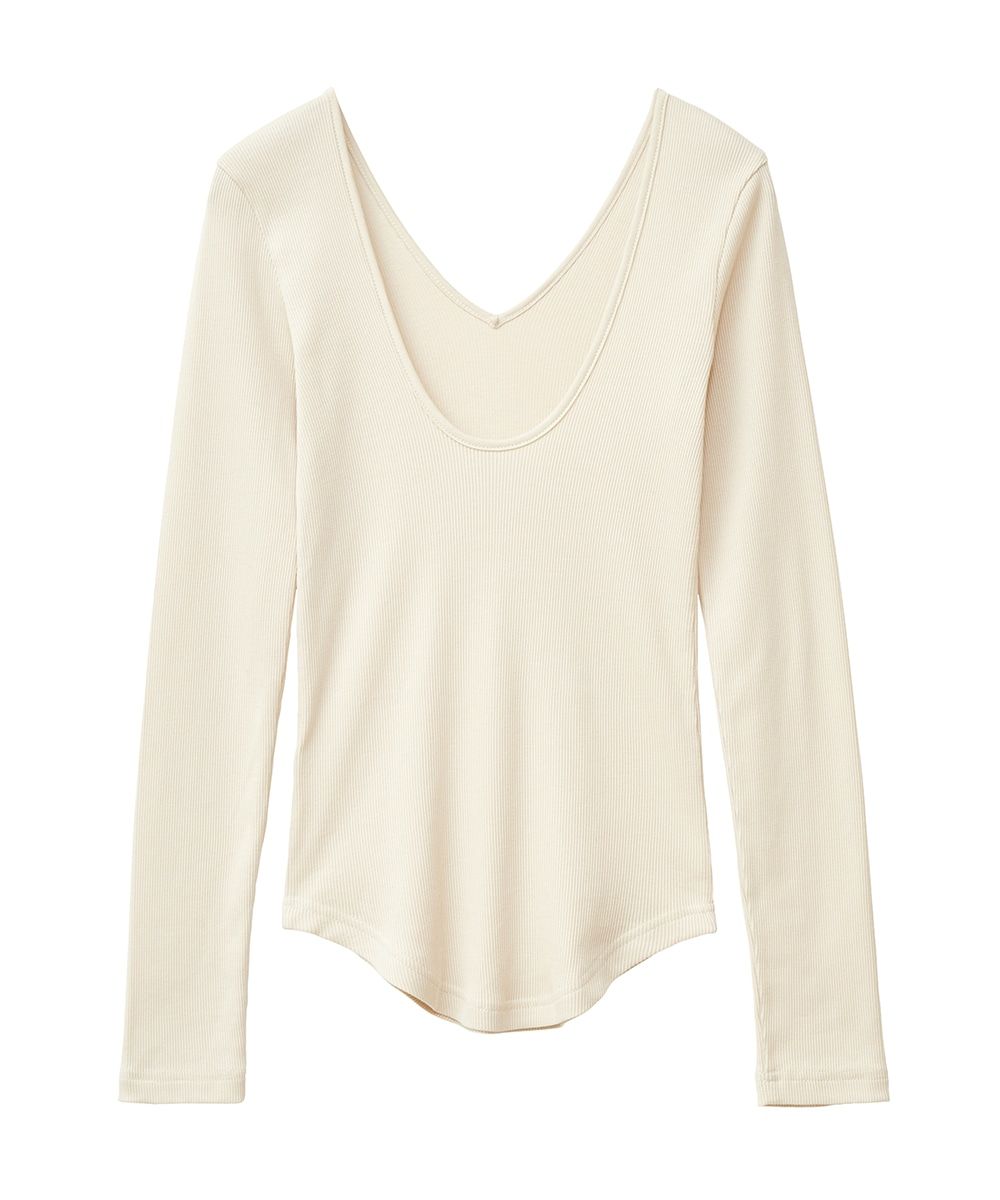 新品タグ付 CLANE SOFT RIB V NECK TOPS-