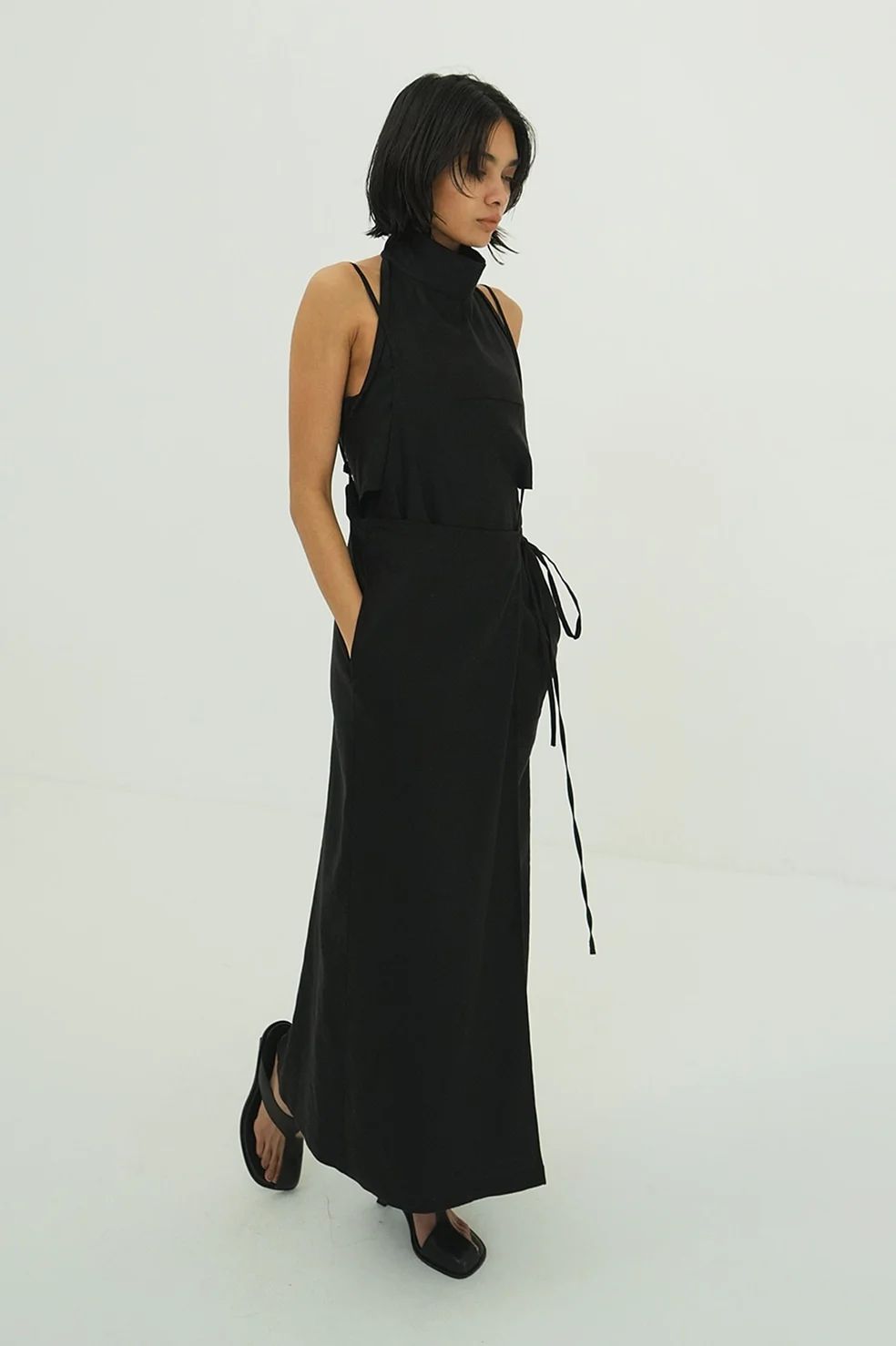 ドレープキャミスカート - DRAPE WRAP CAMI SKIRT - BLACK