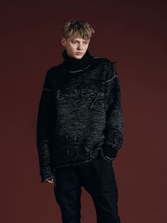 リバーシブル プルオーバー - reversible grunge sweater - VI-3652-07 - A-BLACK