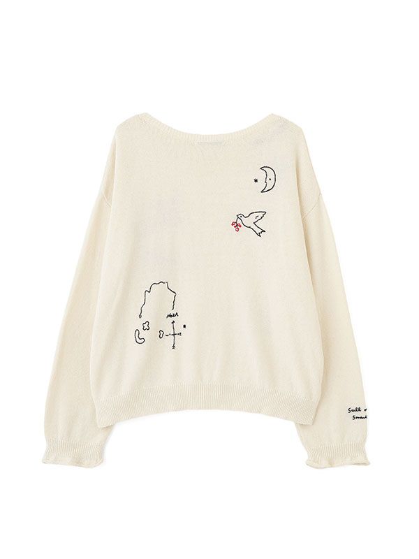 ハンドエンブロイダリーローゲージニットプルオーバー (OFF WHITE)