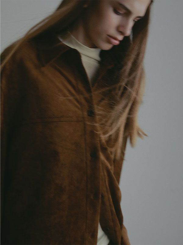 フェイクスウェードオーバーサイズシャツ (CAMEL)