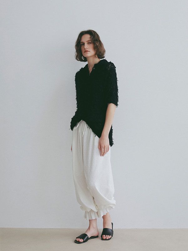 ミックスヤーンニットタンクトップ(BLACK)