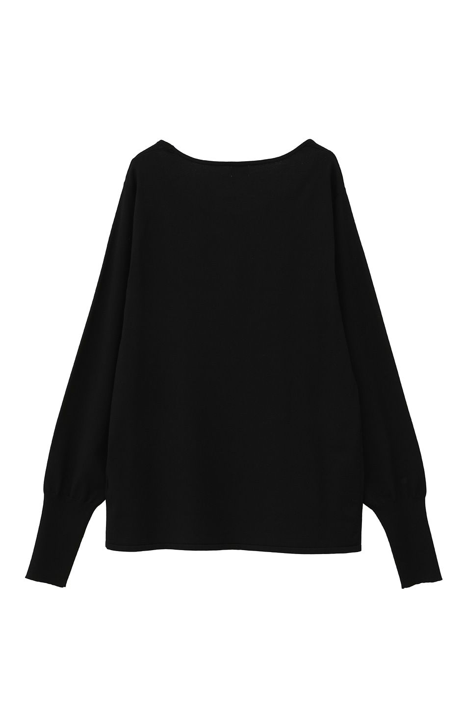ハイゲージニット - CURVE NECK KNIT TOPS - BLACK