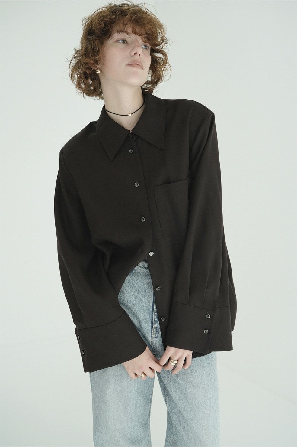 テンセルシャツジャケット - TENCEL SHIRT JACKET (BROWN)