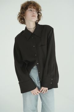 テンセルシャツジャケット - TENCEL SHIRT JACKET (BROWN)