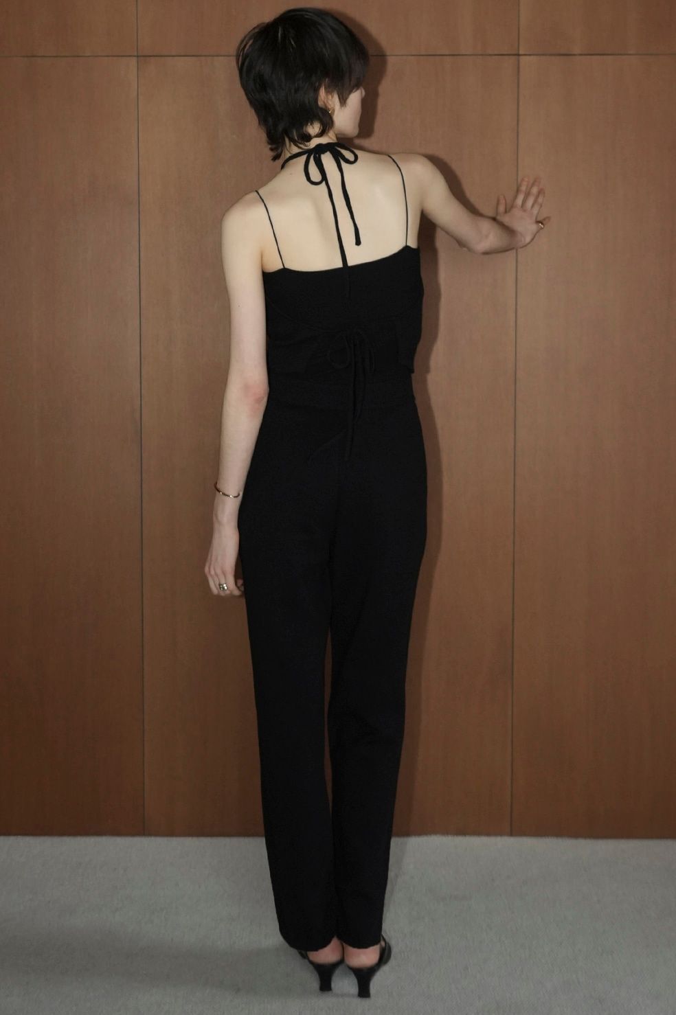 ホルターネック ニットオールインワン -  HALTER NECK KNIT ALL IN ONE - BLACK