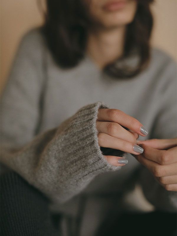 Vネック2wayニットプルオーバー  (GREY)