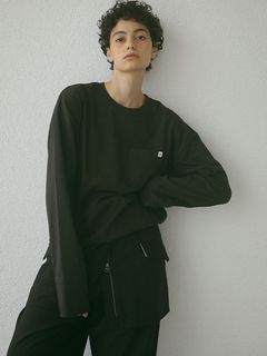 カフスデザインカットトップス - BLACK