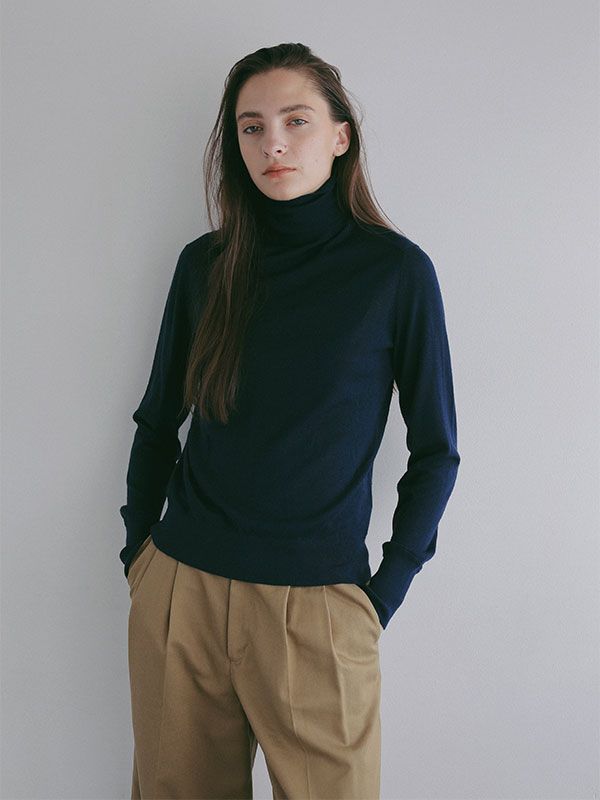 DEPENDREハイネックニットプルオーバー / カットソー (NAVY)