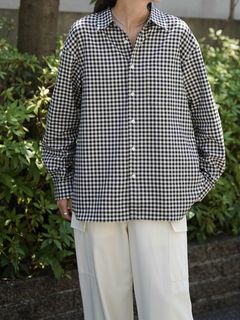 トーマスメイソン ブロックチェックネル レギュラーシャツ - T.M. L/S BLOCK CHECK SHIRT - BLACK