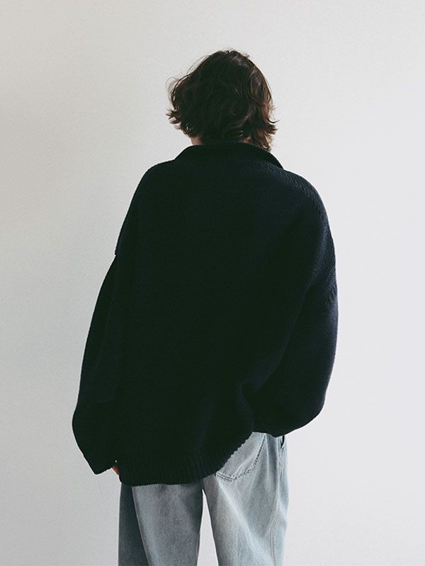 オーバーサイズスキッパーニットプルオーバー (NAVY)