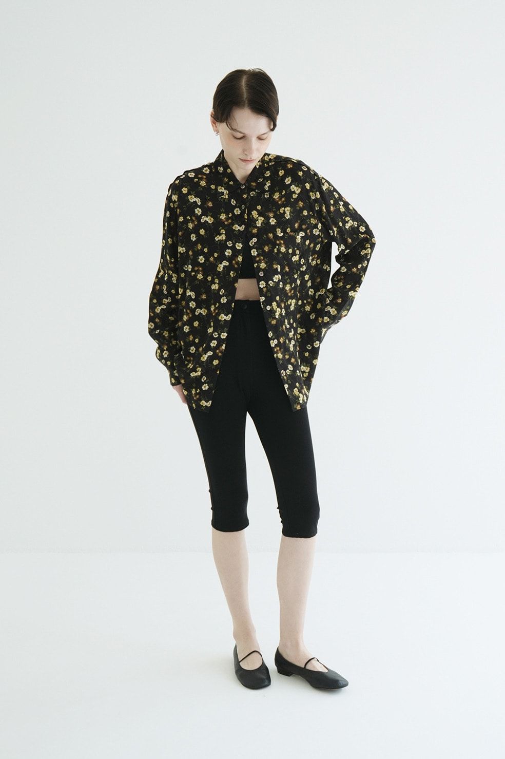 マーブルフラワーシャツ -  MABEL FLOWER SHIRT (BLACK)