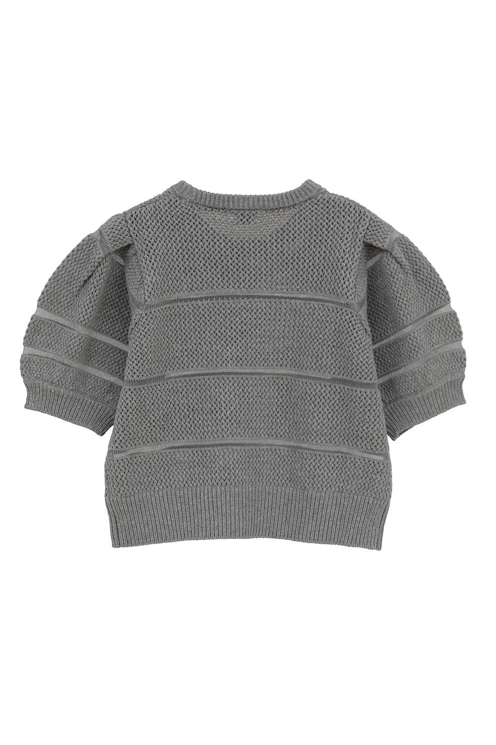 ショート丈ニットトップス - OPENWORK KNIT SHORT TOPS (GREY)