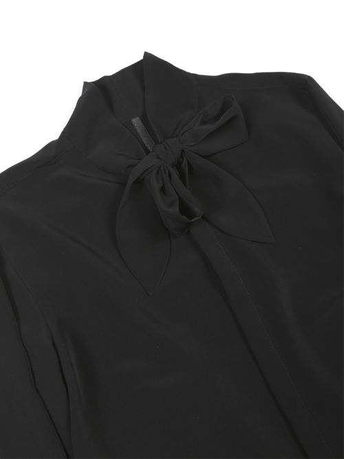 【JO1 白岩 瑠姫 着用】ドレープファイユリボンシャツ - Ribbon Shirt - BLACK