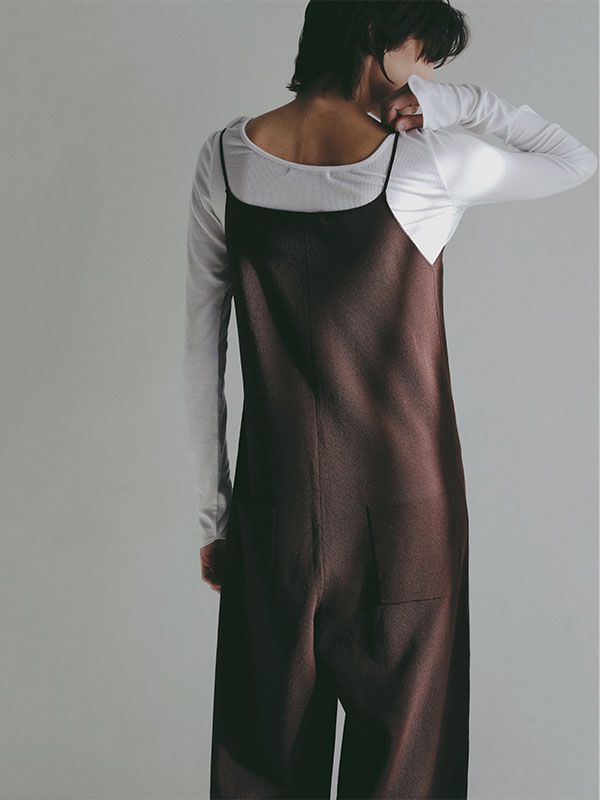 キャミソールニットオールインワン - BROWN