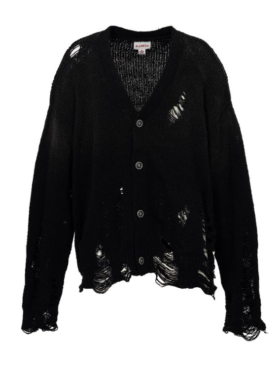 サンフェードライクニットカーディガン - Sun Faded Like Knit Cardigan (BLACK)
