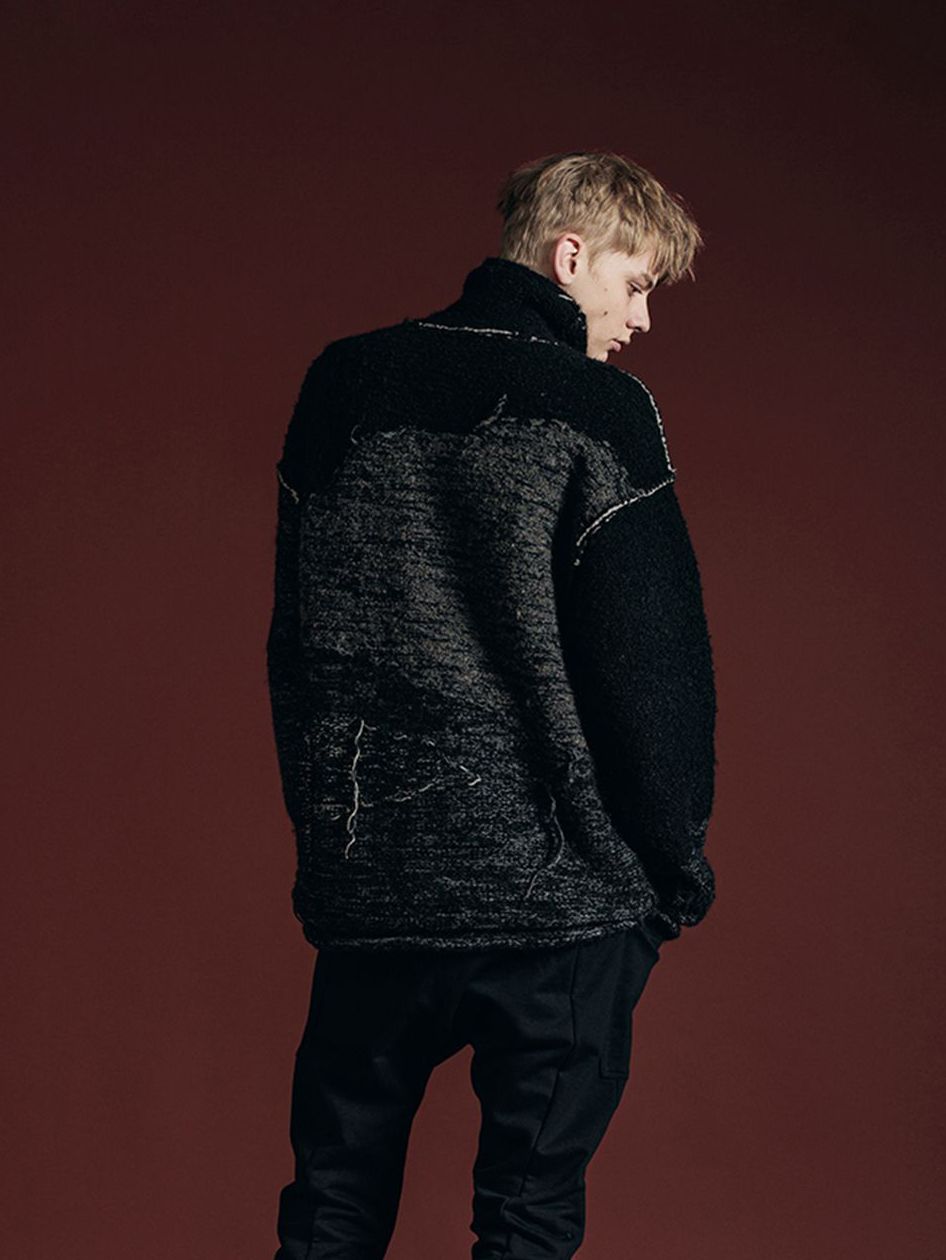 リバーシブル プルオーバー - reversible grunge sweater - VI-3652-07 - A-BLACK
