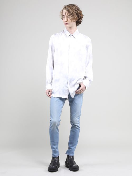 スーパーハイパワーデニム ビンテージアイスブリーチJUSTINデニムパンツ - Vintage Blue JUSTIN Denim Pants - SAXE