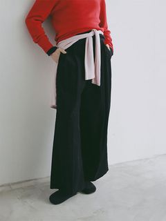ファインウェルコーデュロイワイドパンツ - BLACK