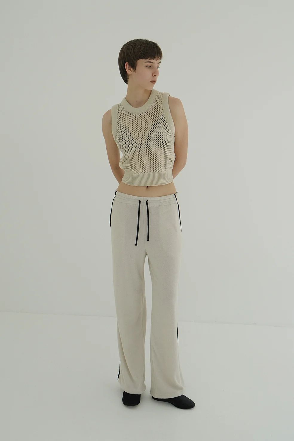 CLANE - メッシュトップス - 3D RIB MESH KNIT TOPS - IVORY