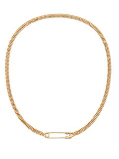 Safety Pin Chain Layered Necklace - セーフティピンチェーンレイヤードネックレス - GOLD