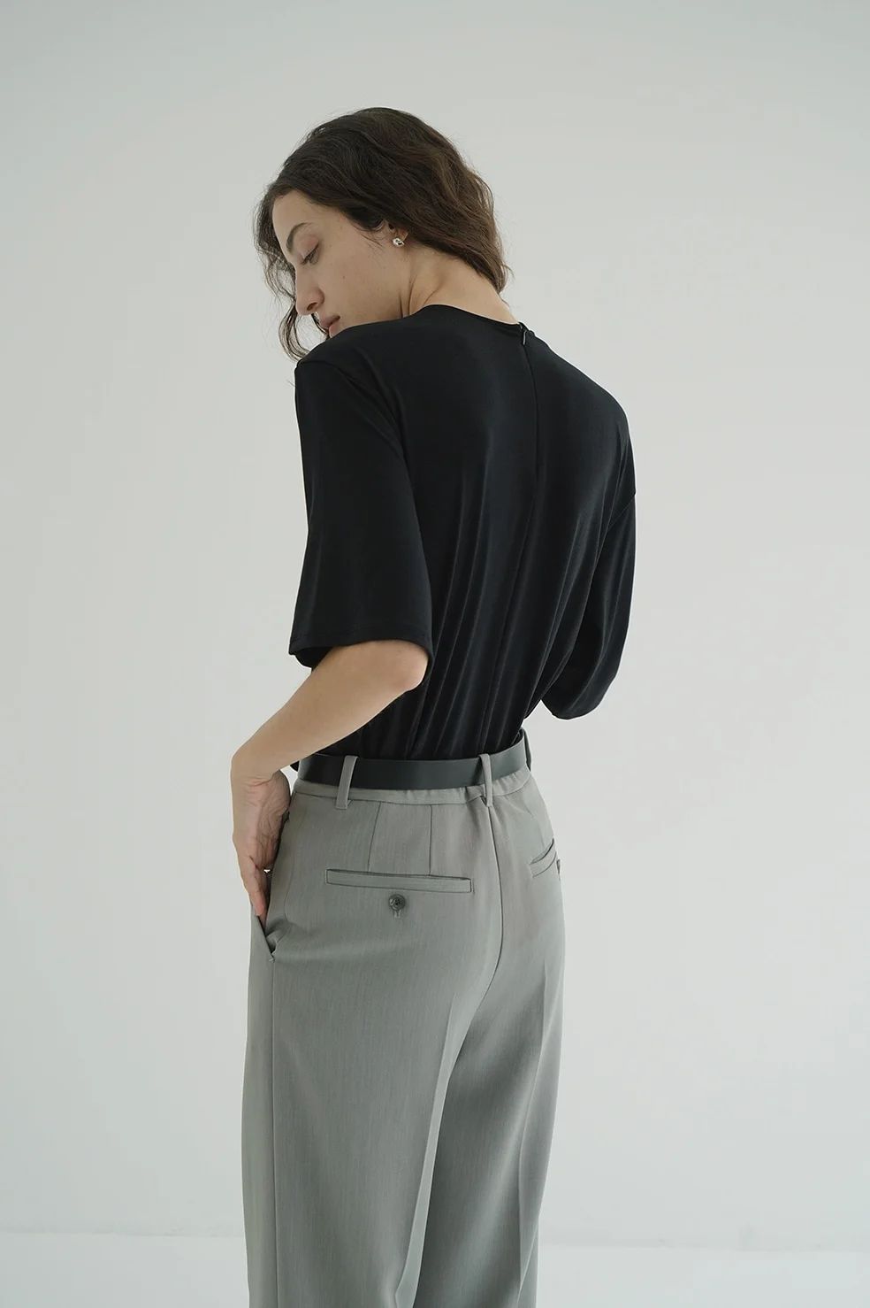 CLANE - スラッシュネックハーフスリーブトップス - SLASH NECK