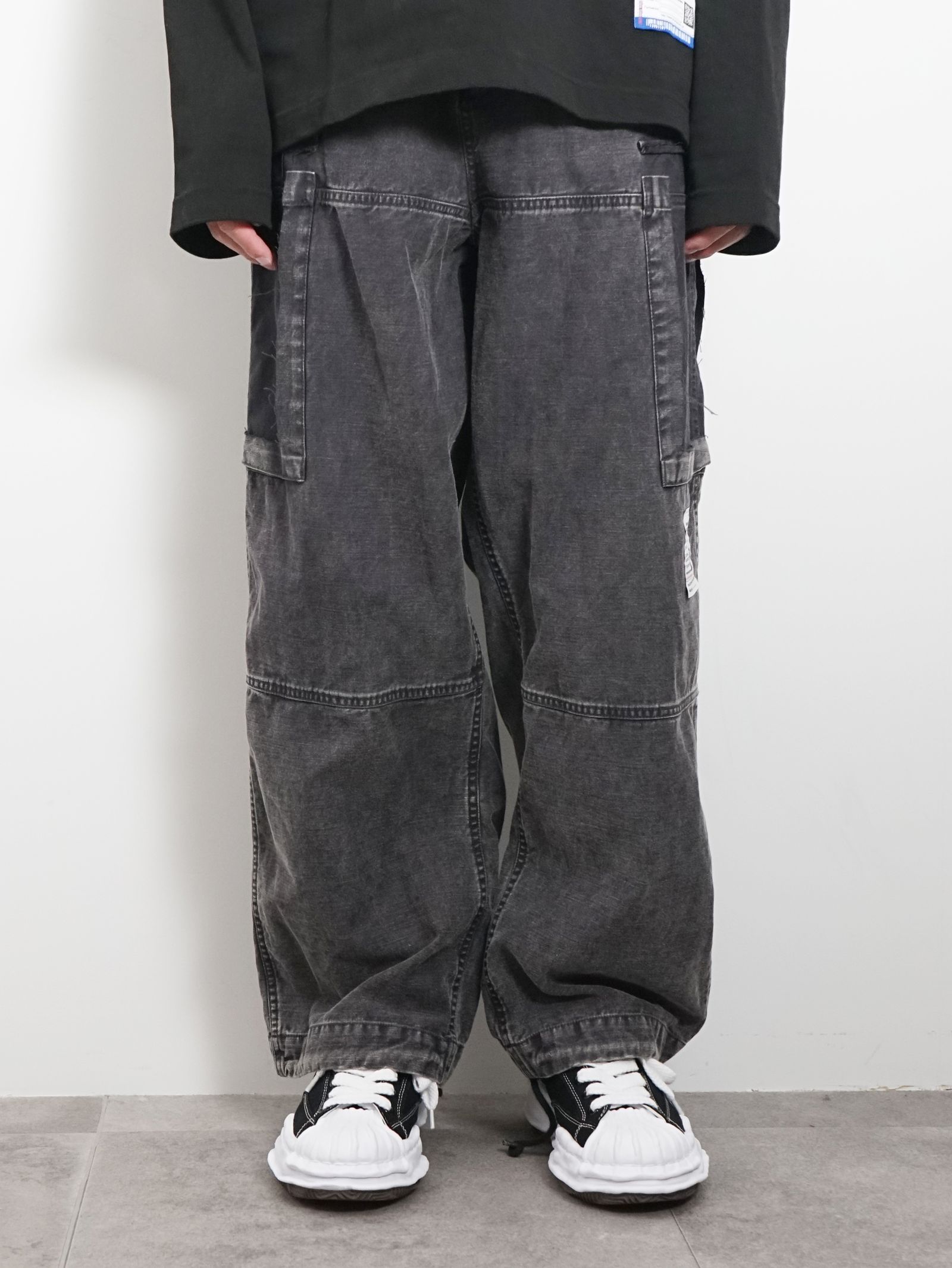 Maison MIHARA YASUHIRO - コットンサテン カーゴパンツ - Cotton Satin Cargo Pants - BLACK  | ADDICT WEB SHOP