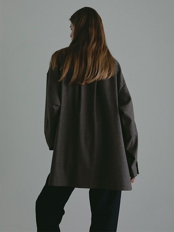 ハイカウントフラノオーバーサイズシャツ  (BROWN)