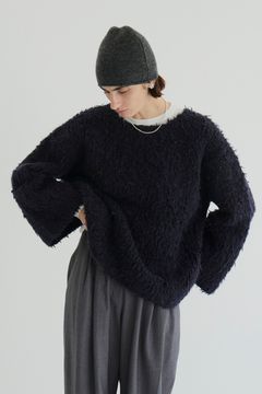 ベアシャギー ハンドニットトップス - BEAR SHAGGY HAND KNIT TOPS - NAVY