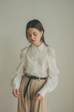 オフショルダーカラートップス - 2WAY OFF SHOULDER COLLAR TOPS - WHITE