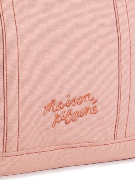 ボールドフォックスヘッド 刺繍 スモール トートバッグ コットンキャンバス - ピンク