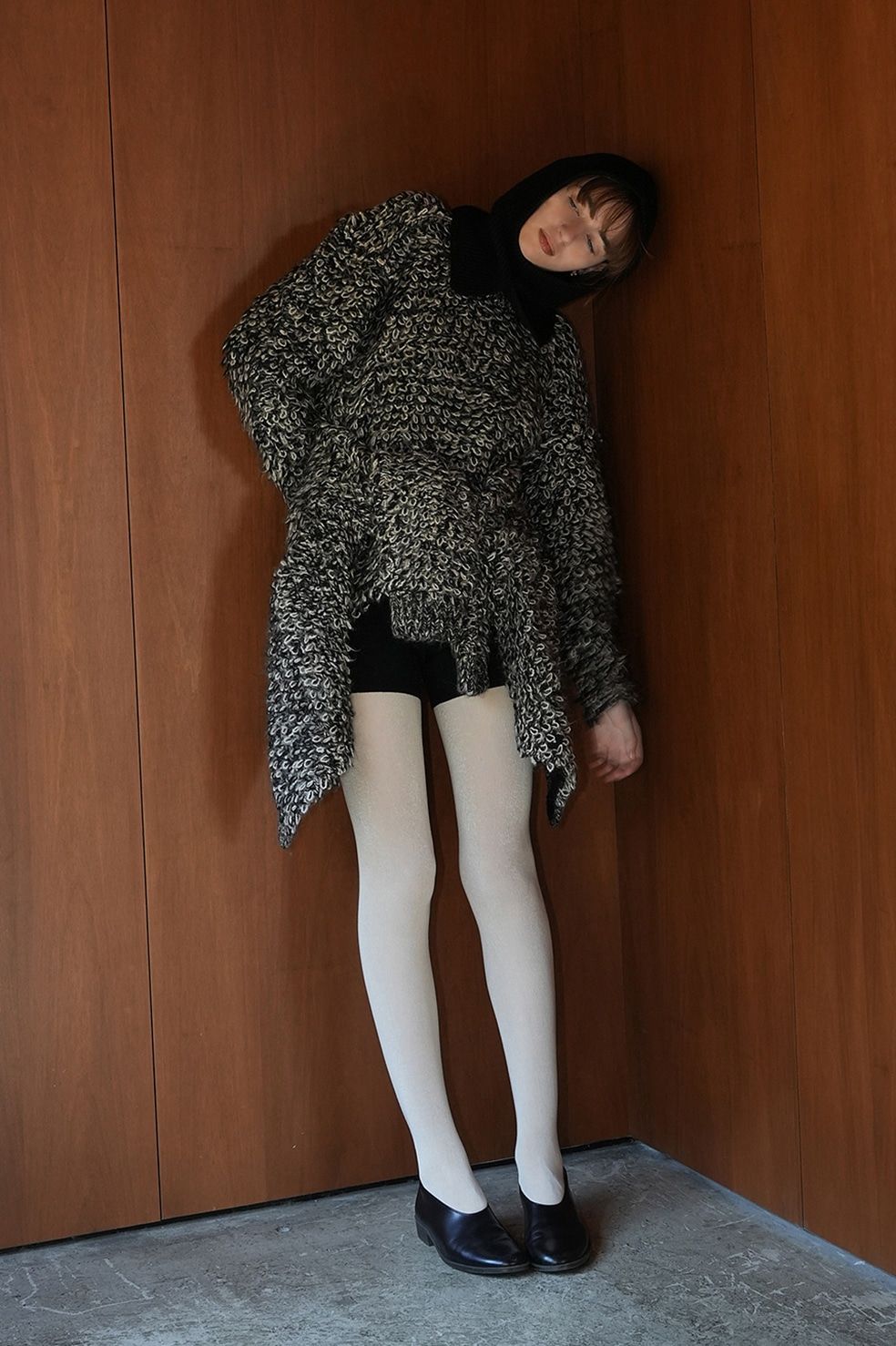 ミックス モヘア ニット トップス -  MIX LOOP MOHAIR KNIT TOPS - BLACK