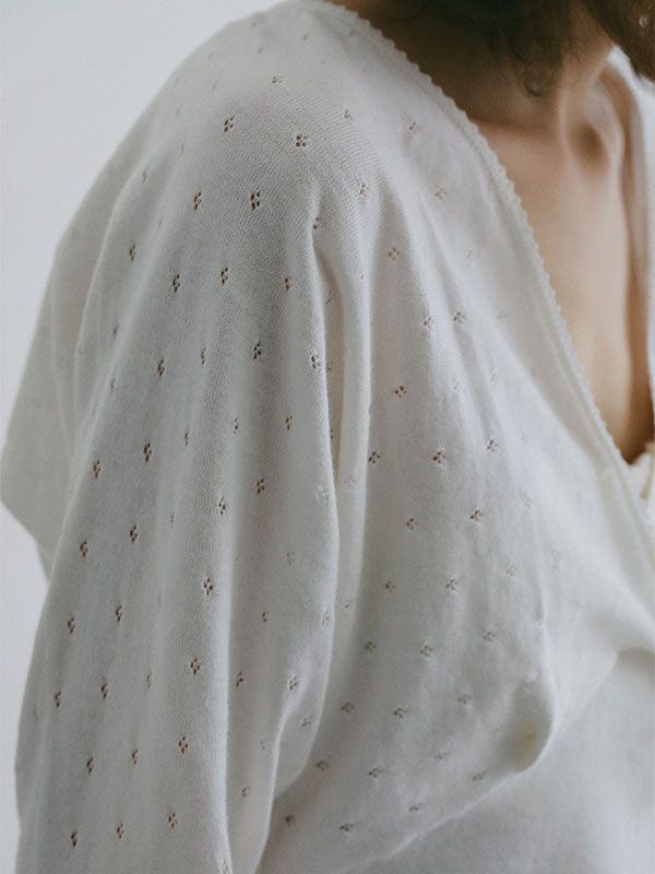 レースコンビカシュクールニットプルオーバー (WHITE)