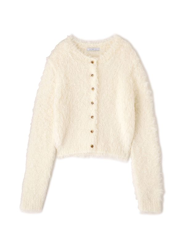 フェザーヤーンニットカーディガン （WHITE)