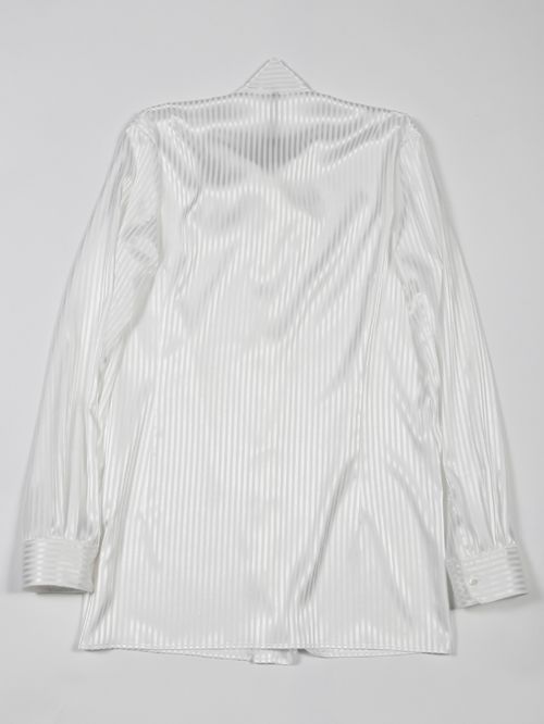 ストライプジャガードストレッチリボンシャツ - Stripe Ribbon Shirt - WHITE