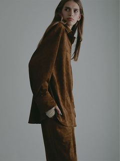 フェイクスウェードオーバーサイズシャツ (CAMEL)
