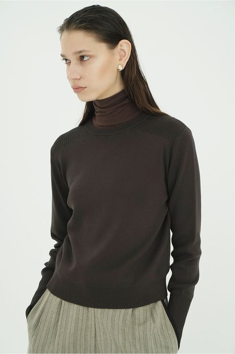 【26AW】ベーシックコンパクトニットトップス - BASIC COMPACT KNIT TOPS (BROWN)