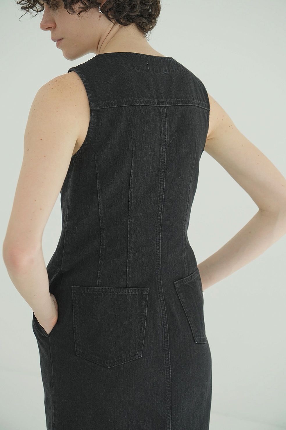CLANE スリーブレス デニムワンピース インディゴ 1サイズ CLANE - スリーブレス デニムワンピース - SLEEVELESS LADY